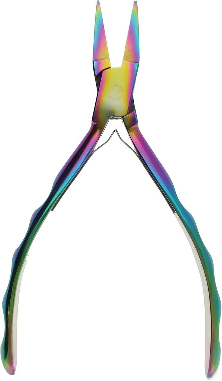 The Beadsmith Chroma Series Flat Nose Pliers, 5.5" (140mm) with Hardened Stainless-steel Head, Rainbow Titanium Coating, Contoured Comfort Grip Handle and Double-leaf Spring, Tool for Jewelry Making